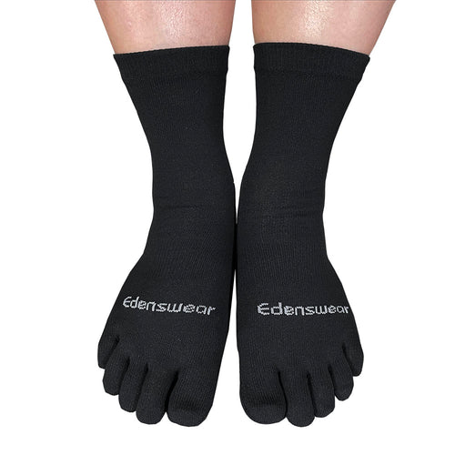 Edenswear Zinc-infused Tencel Eczema Moisturizing 5 Toe Socks for Adults